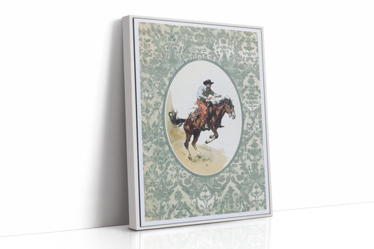 Sage Damask Frames Wild Bronco