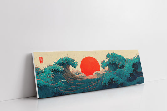 Crimson Sun Rising Over Ocean Waves