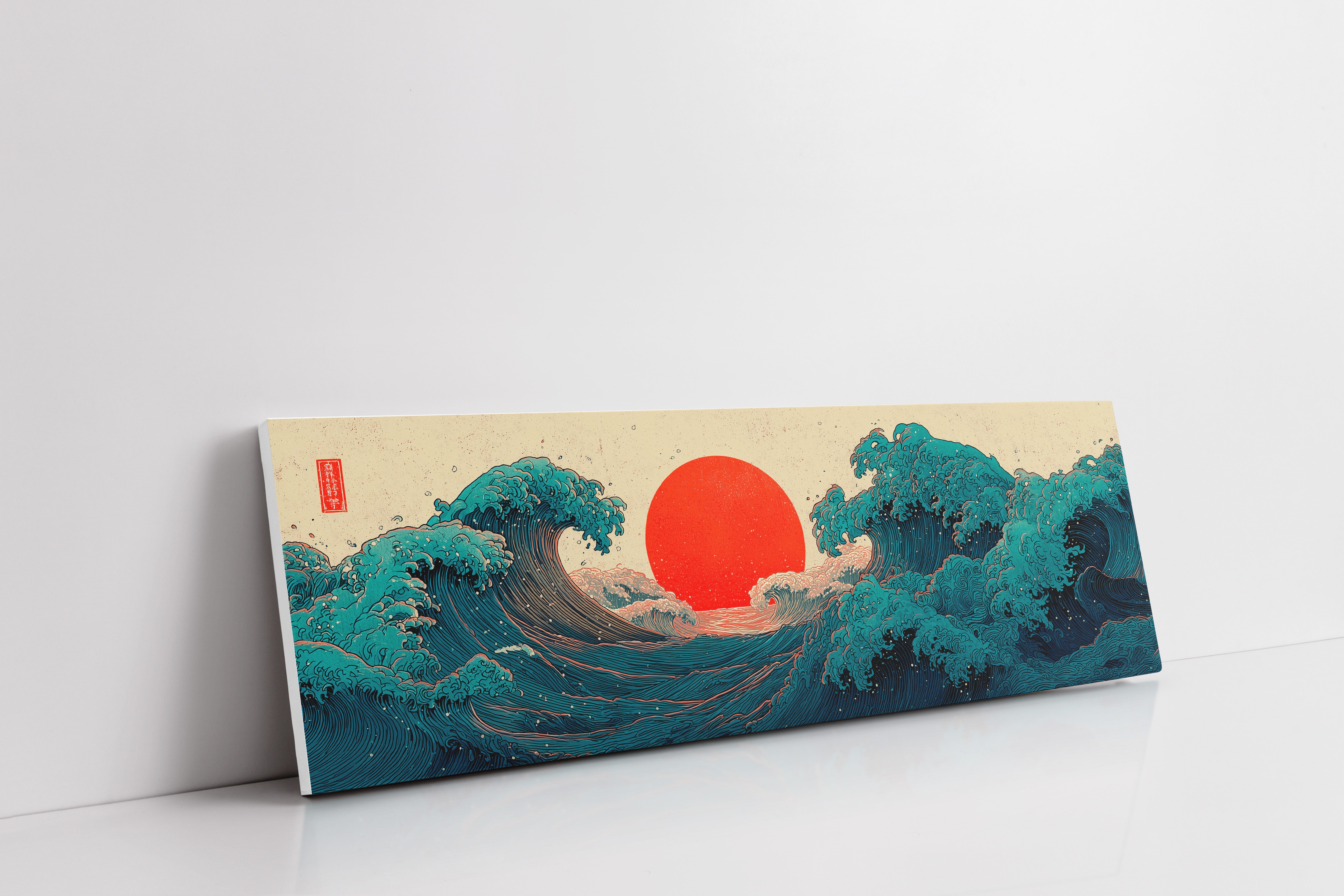 Crimson Sun Rising Over Ocean Waves