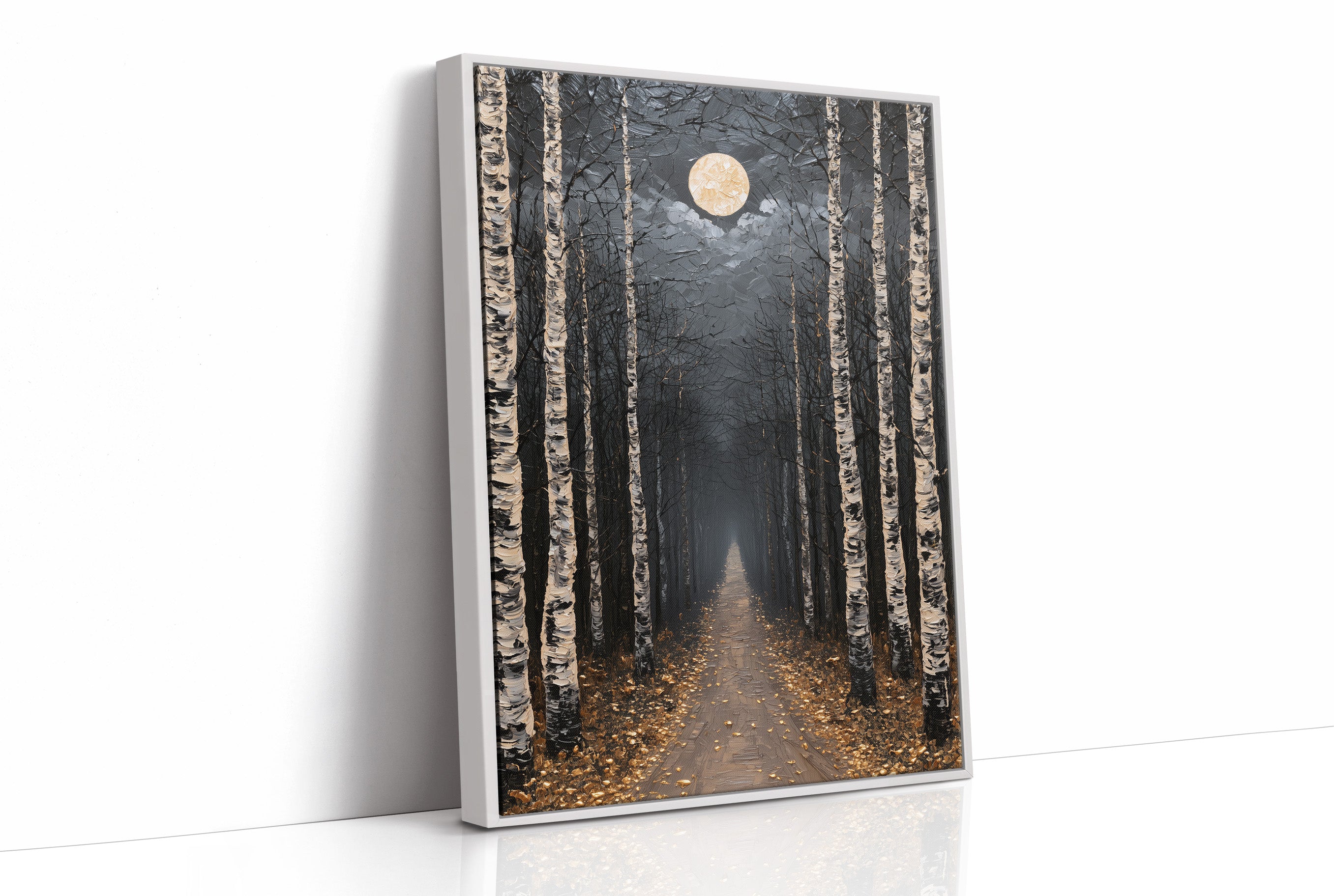 Birch Avenue Under Golden Moon