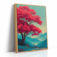 Red Tree, Blue Mountains, Still Morning