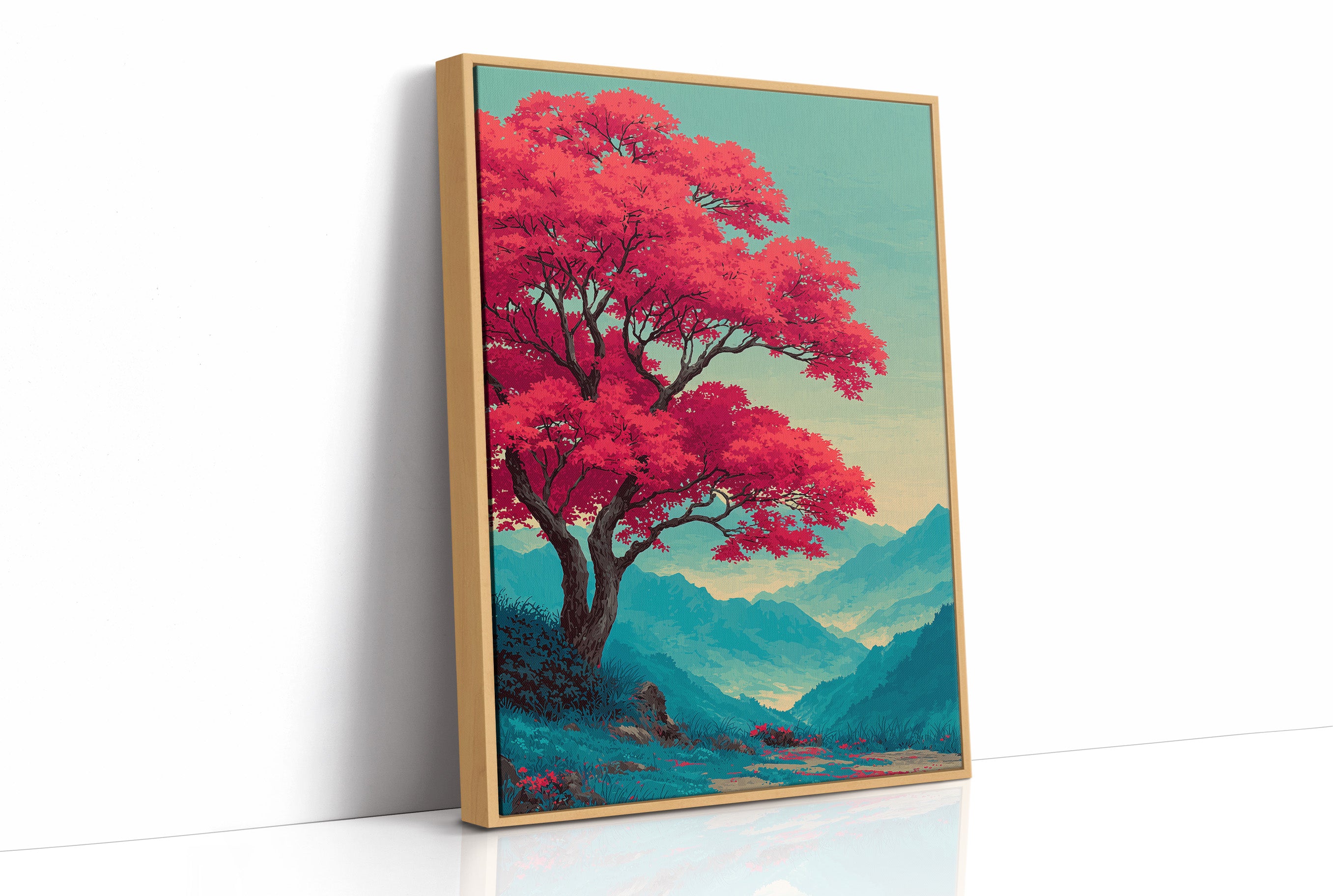 Red Tree, Blue Mountains, Still Morning