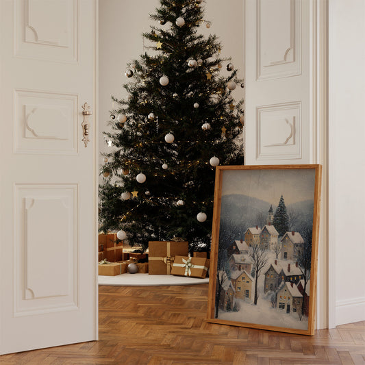 Snow Falls On Winter's Quiet Village