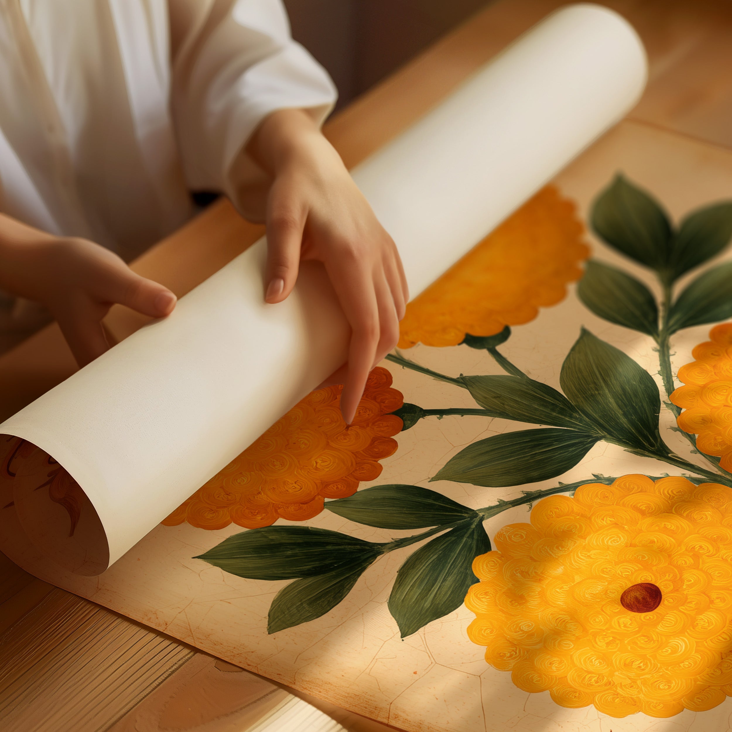 Golden Blooms in Stillness