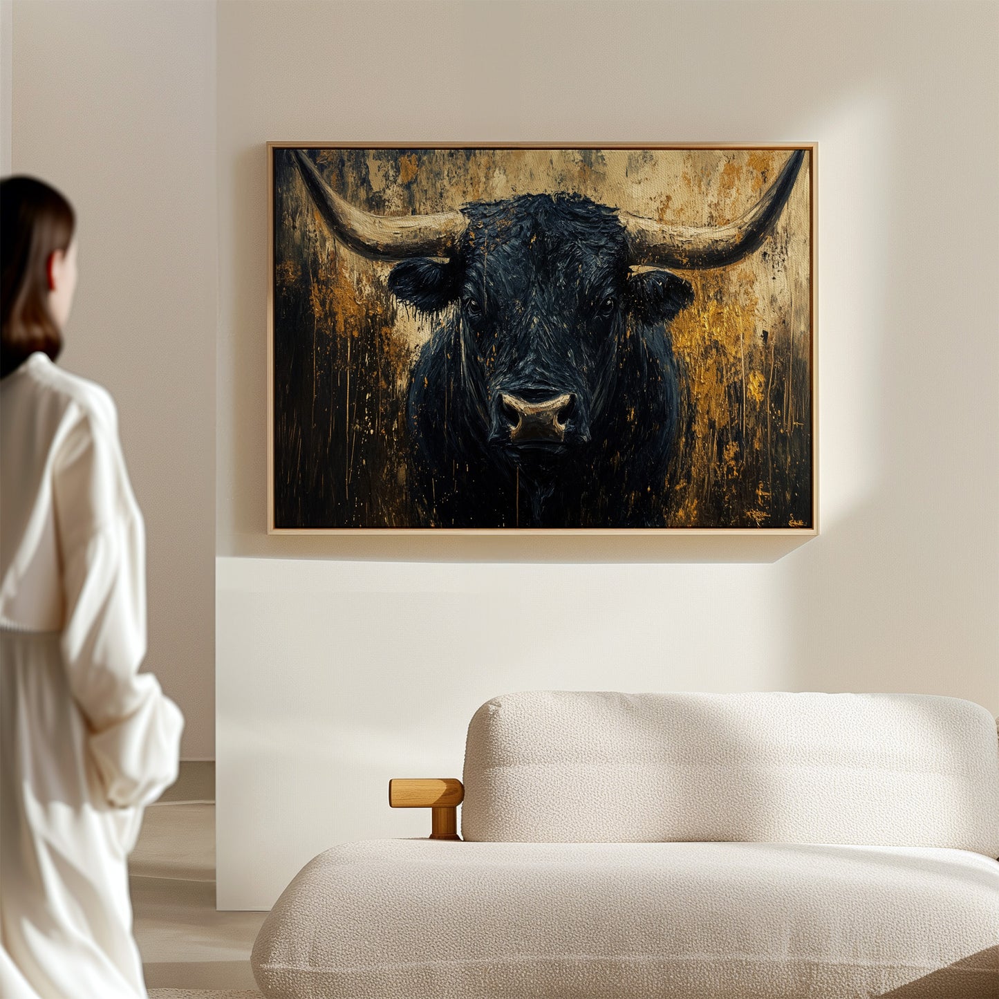 Black Bull Against Golden Storm
