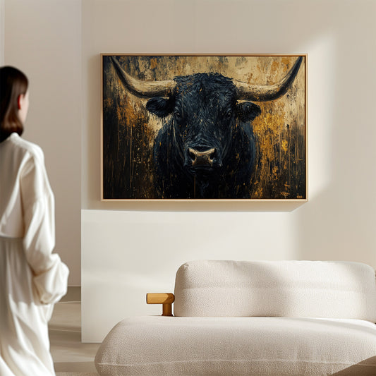Black Bull Against Golden Storm