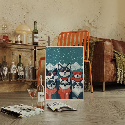 Cool Huskies Chase Winter Stars