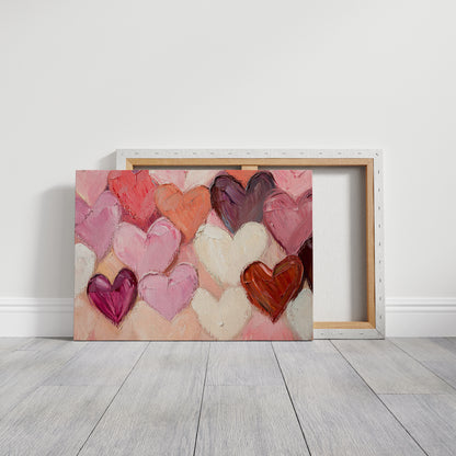 Romantic Textured Hearts – Abstract Love Wall Art Print