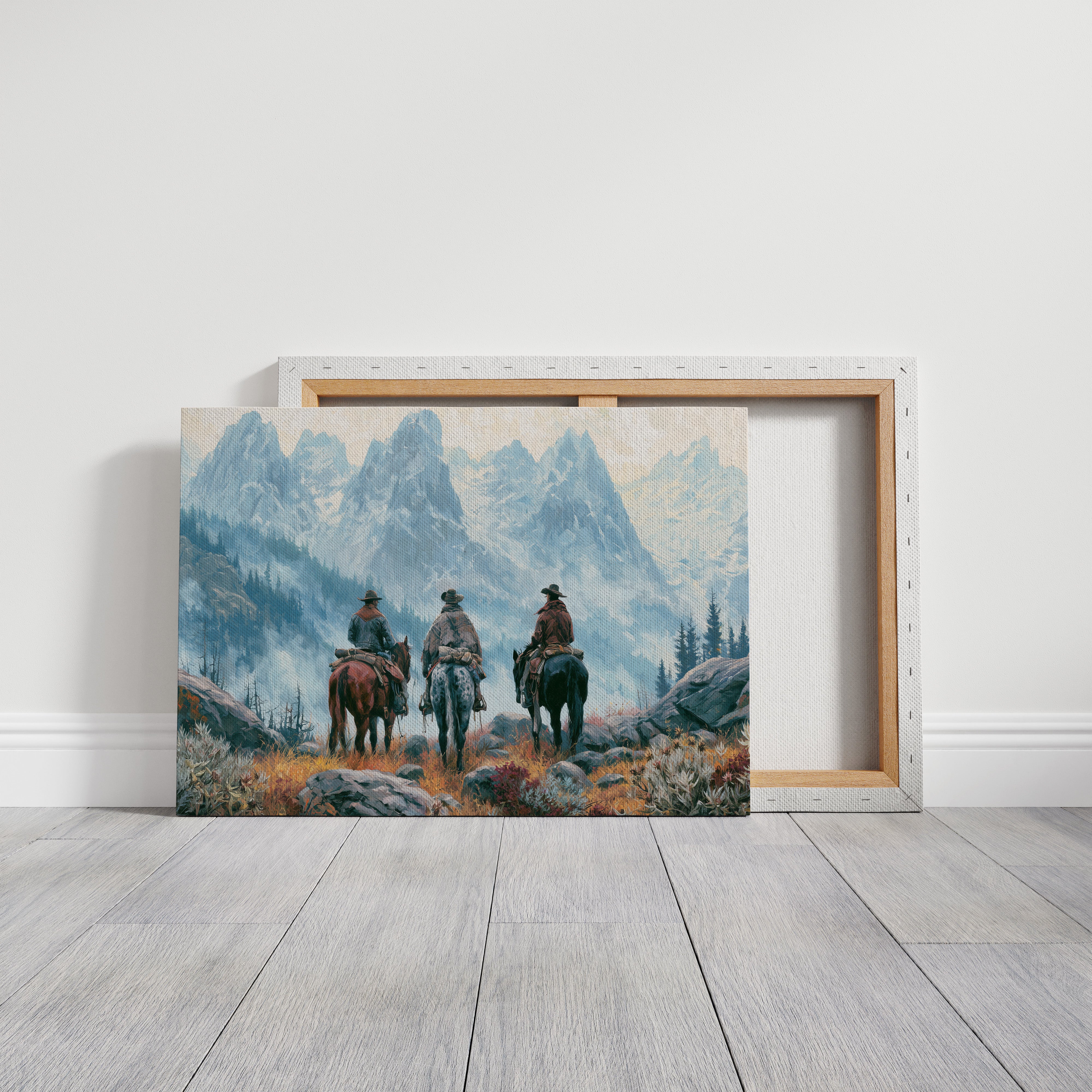 Three Riders Facing the Peaks