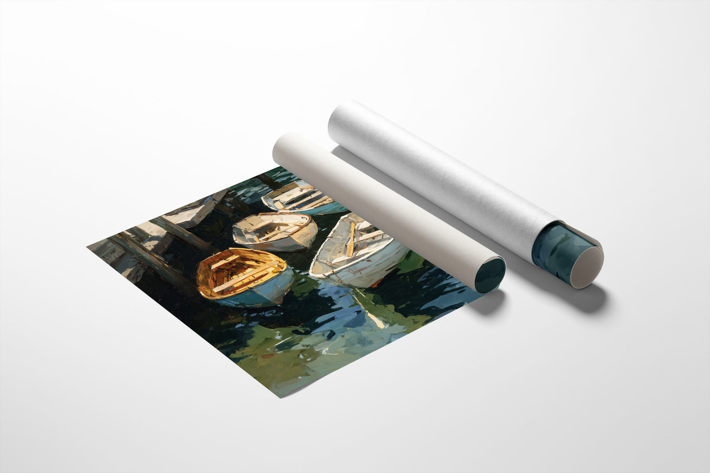 Boats Rest In Harbor Blue