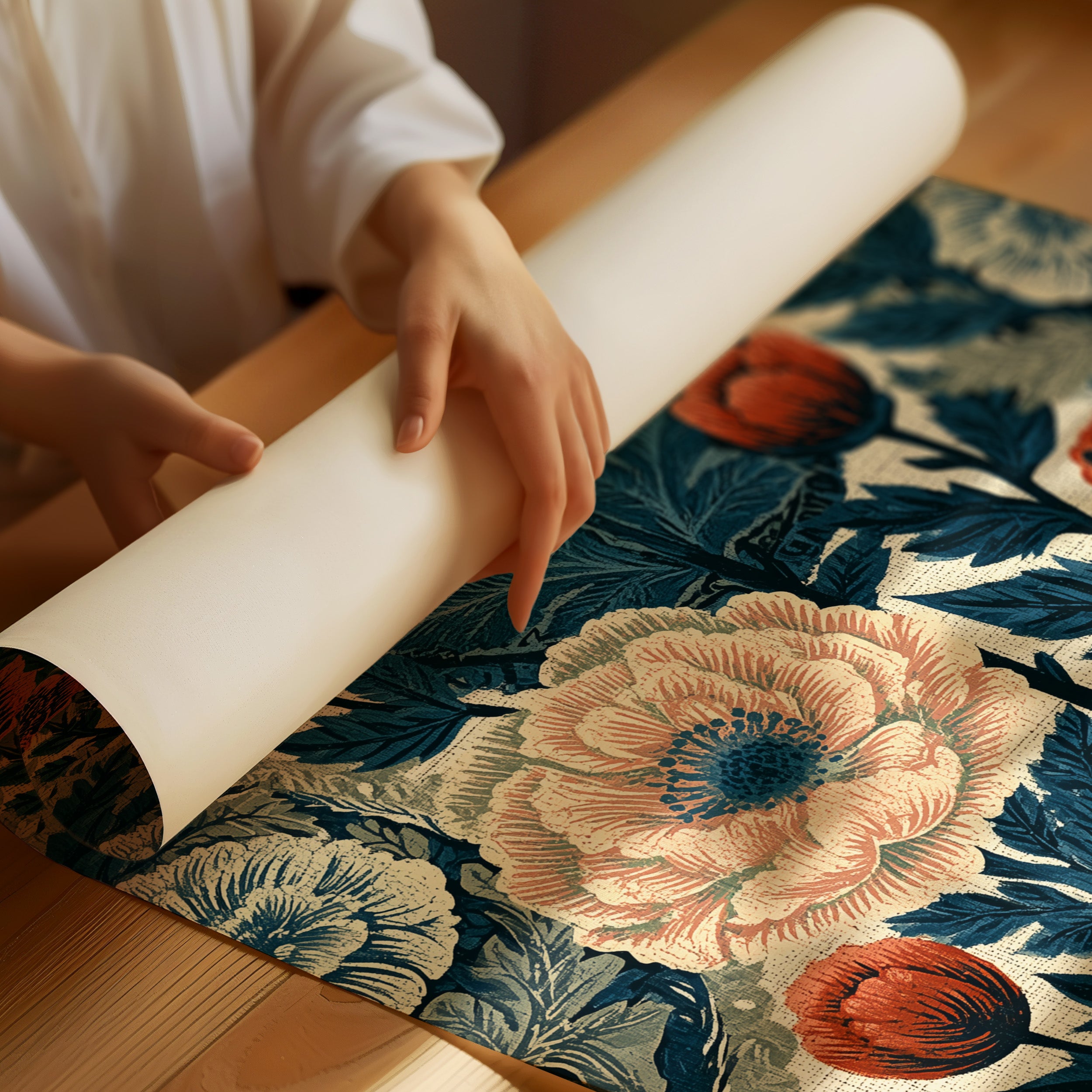 Indigo Garden: A Vintage Floral Tapestry