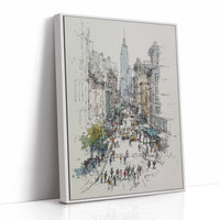 Metropolitan Pulse: Ink and Watercolor Cityscape