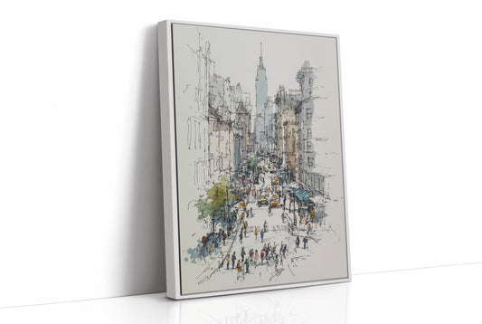 Metropolitan Pulse: Ink and Watercolor Cityscape