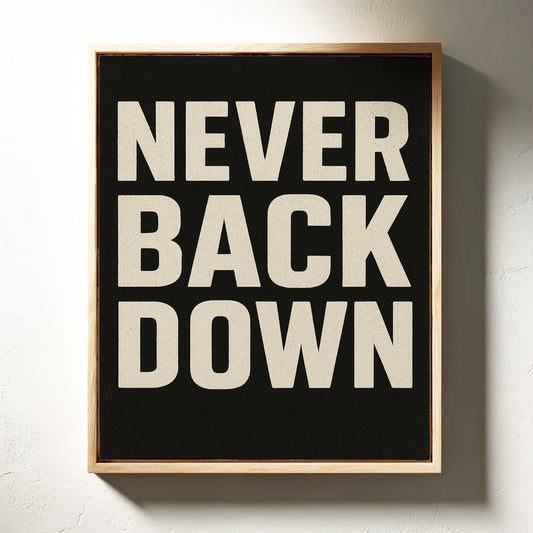 Never Back Down Grit Typography Poster
