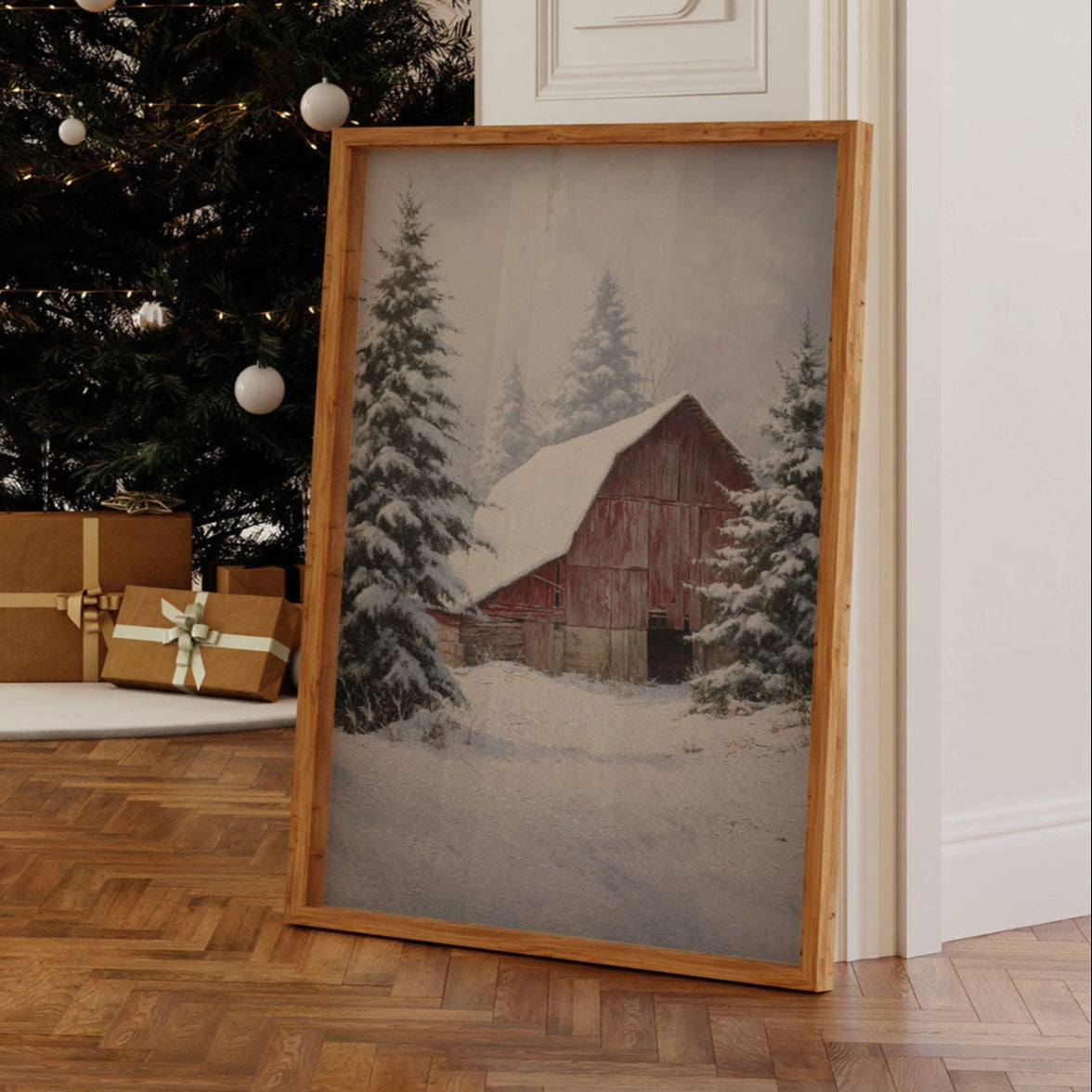 Snow Blankets The Red Barn Peace