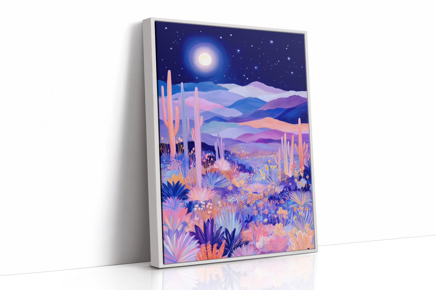 Moonlit Saguaros Dance In Lavender
