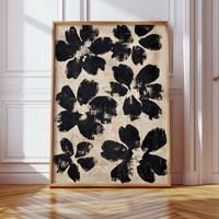 Japanese Ink Floral Print – Bold Brushstroke Blossom Wall Art