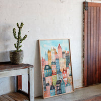 Colorful City Rowhouses Watercolor Print
