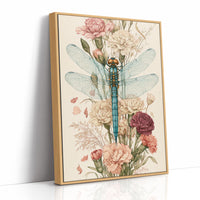 Dragonfly Among Carnations — Botanical Illustration Print