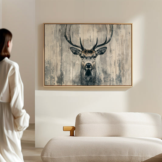Noble Stag Against Winter Wood