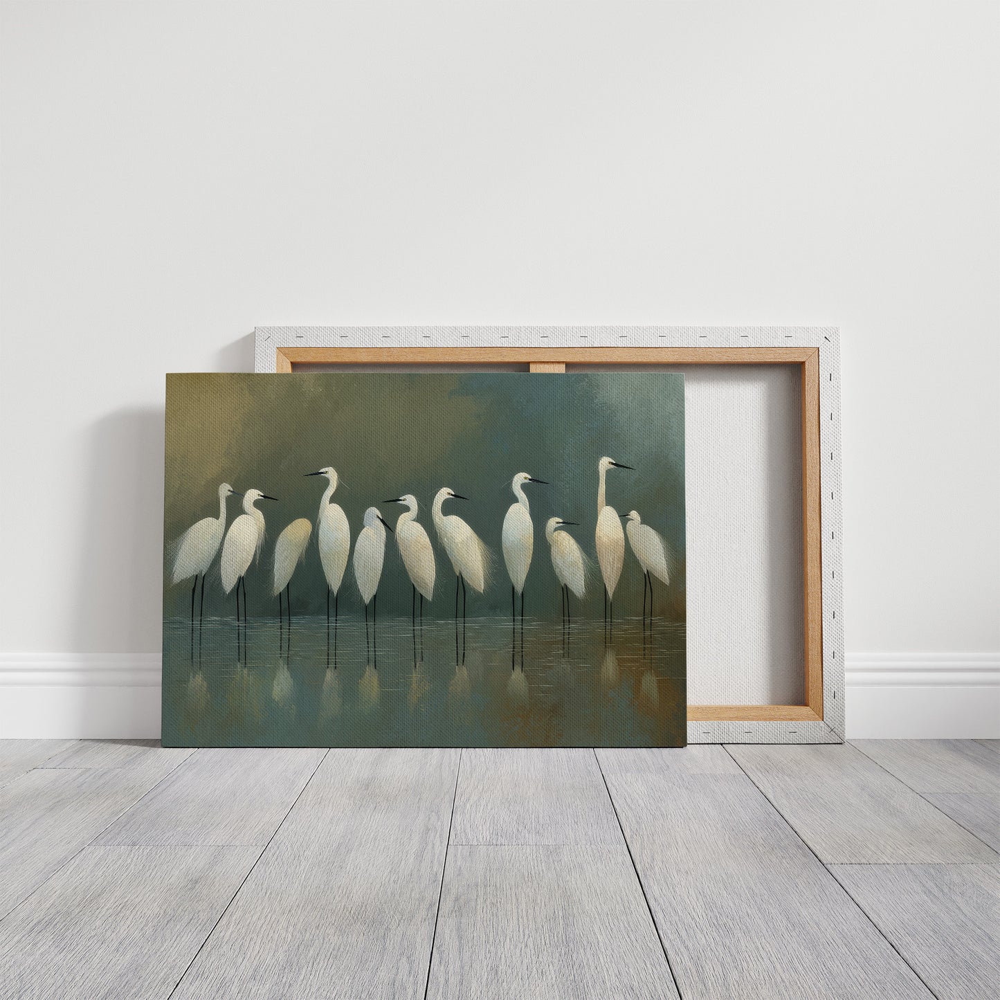 Ethereal Assembly: White Watchers of the Marsh