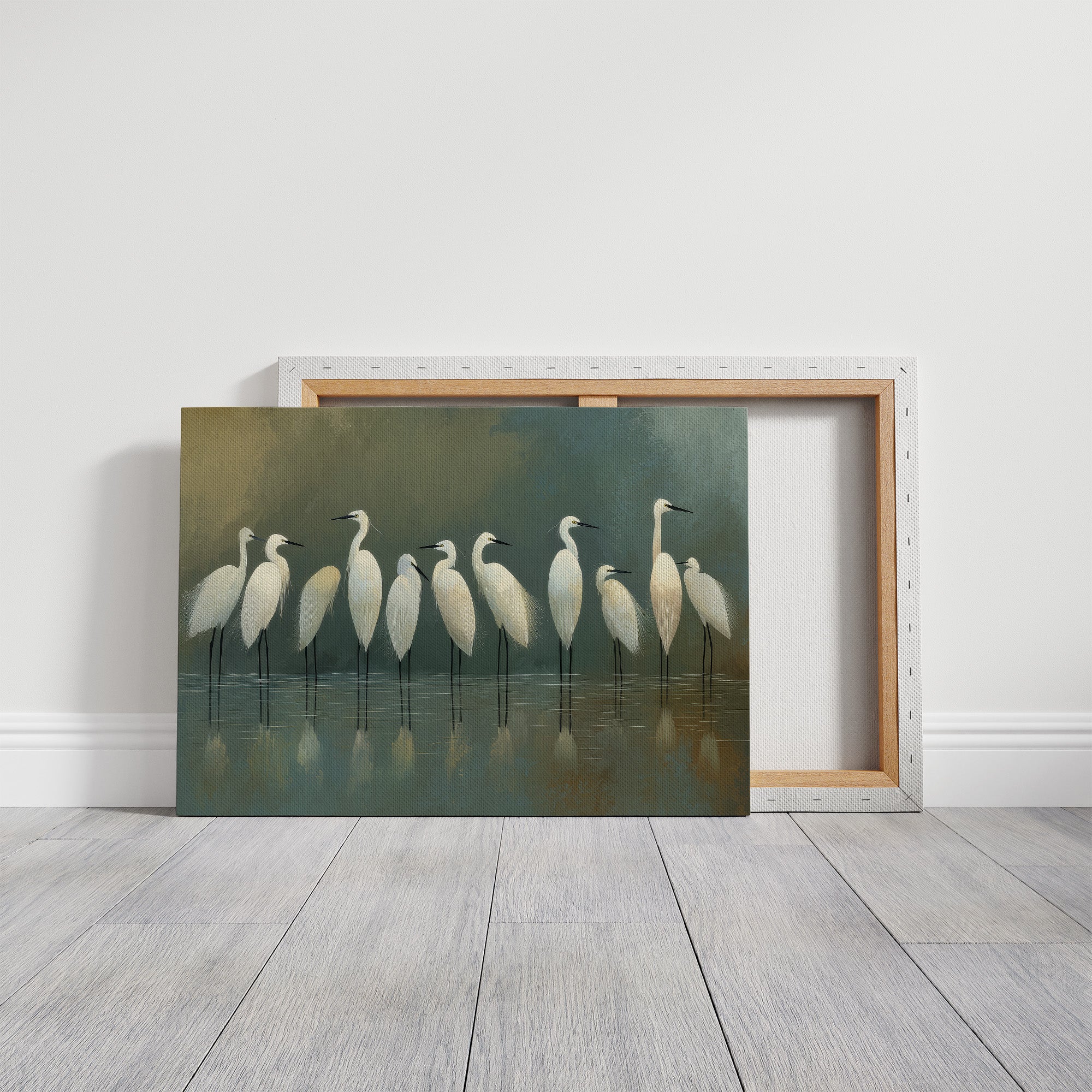 Ethereal Assembly: White Watchers of the Marsh
