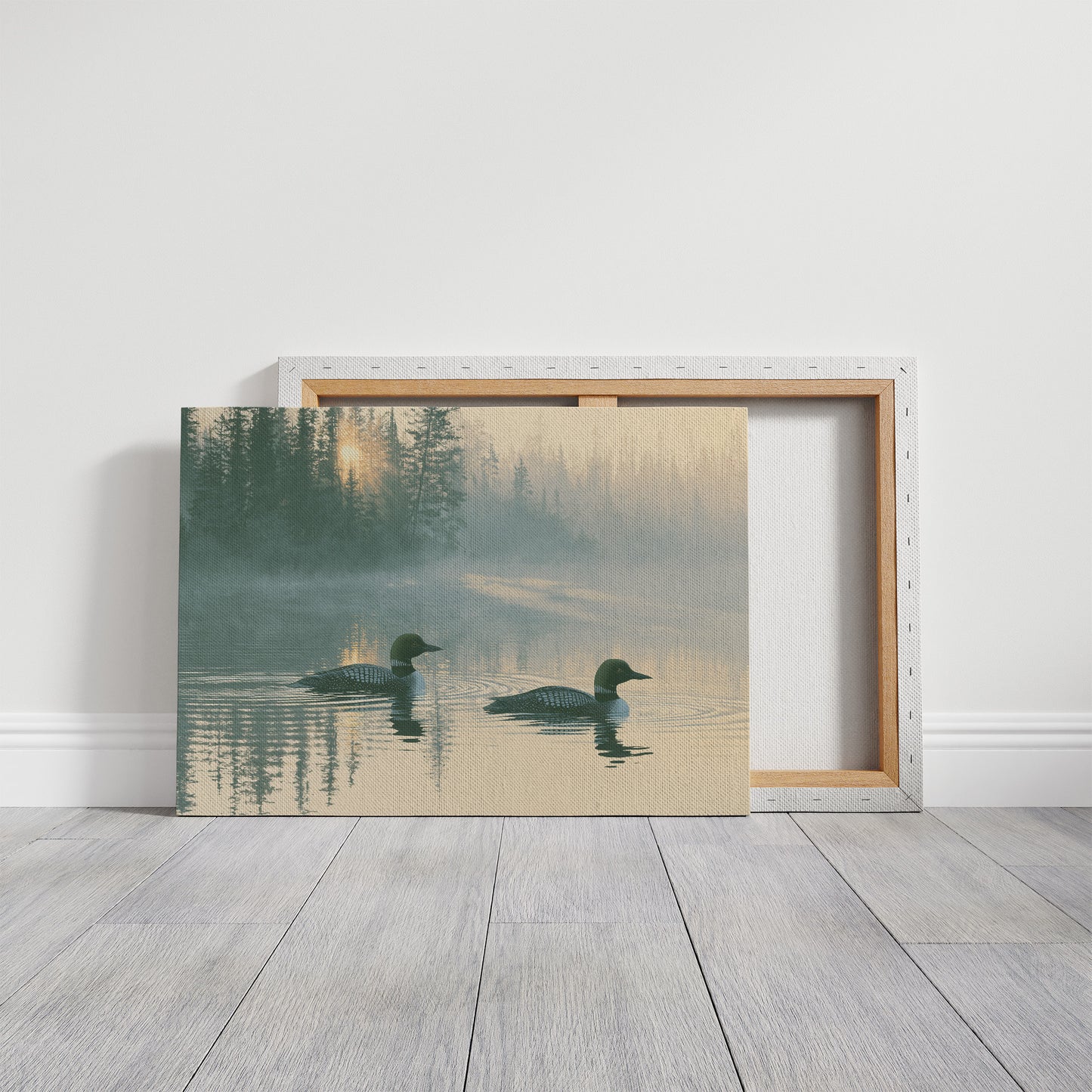 Loons, Misty Dawn Ripples