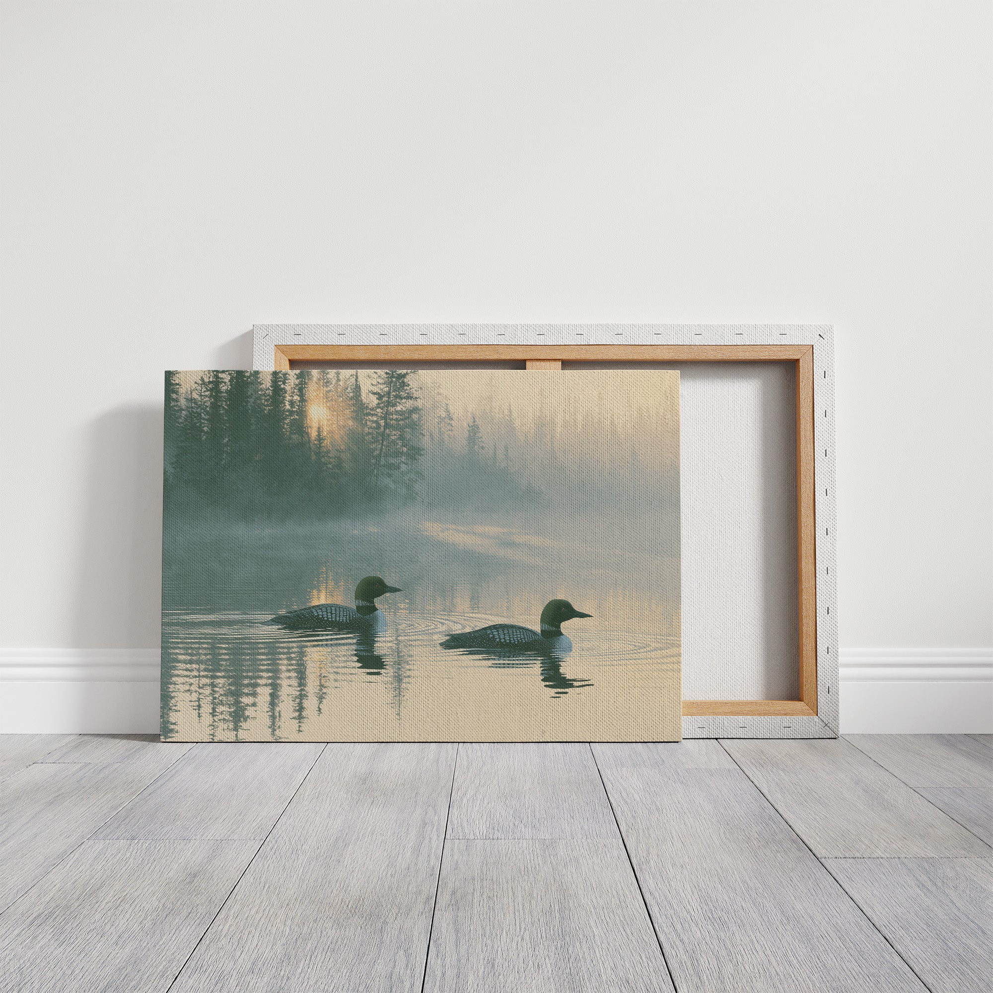 Loons, Misty Dawn Ripples