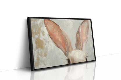 Whimsical Bunny Ears – Soft Neutral Textured Rabbit Art Print