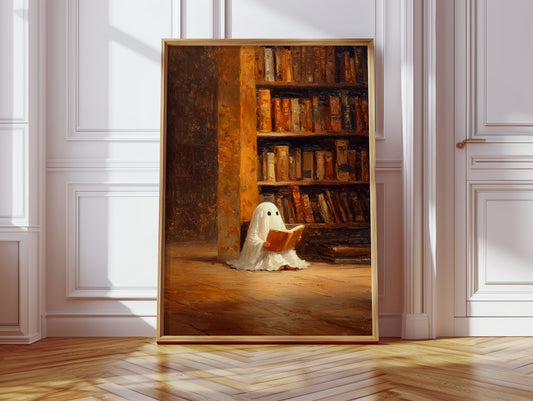 Whimsical Ghost Library Canvas Print - Enchanting Art - Gallery Canvas image 6