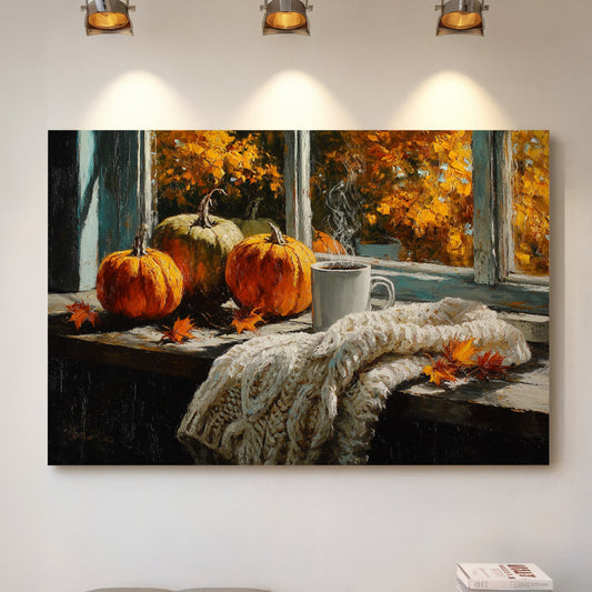 Pumpkins Rest On October's Windowsill
