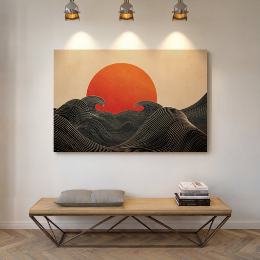 When Waves Embrace the Setting Sun