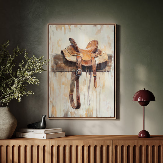 Weathered Rest: Western Saddle Still Life
