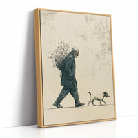 The Old Man Carrying Wildflowers — Blue Ink Screenprint
