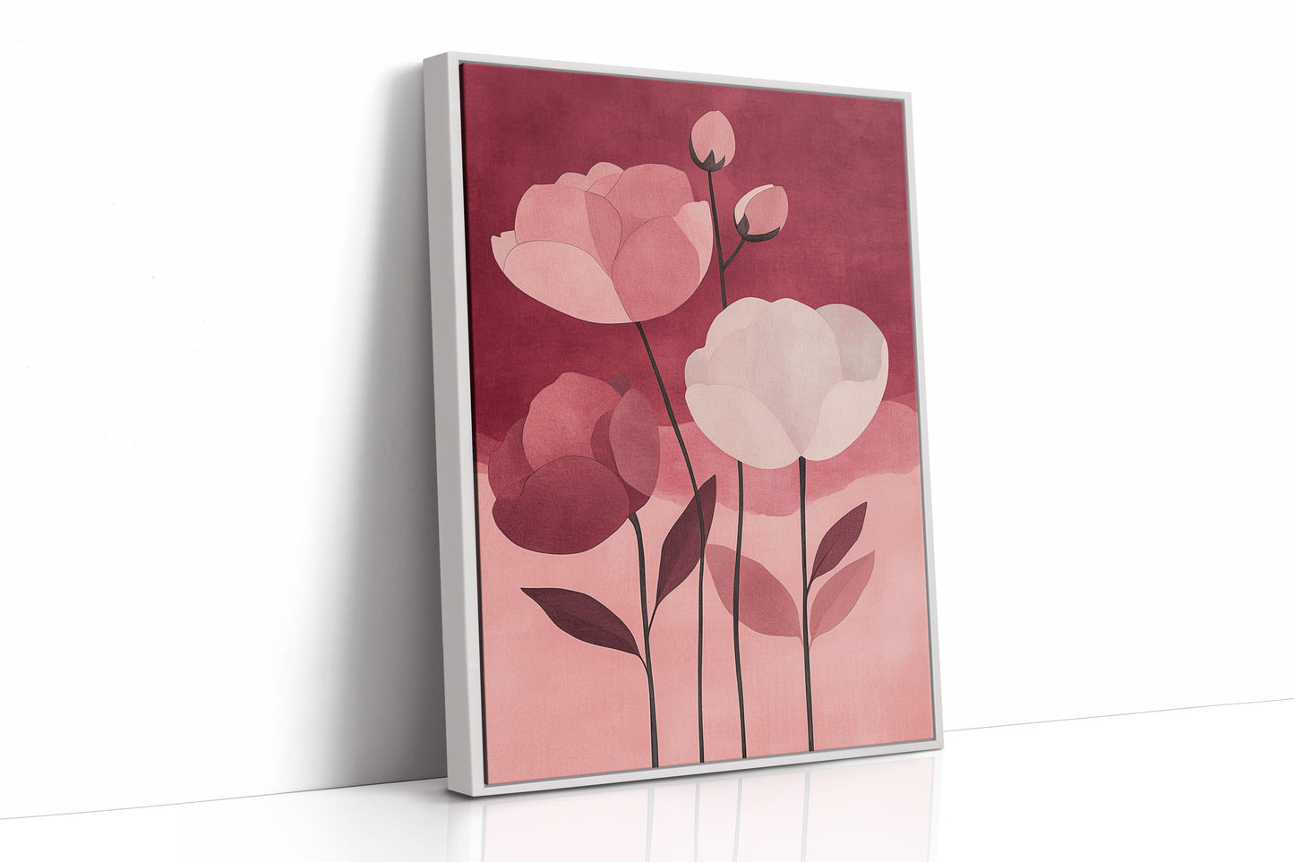 Peonies Rise Through Burgundy Mist