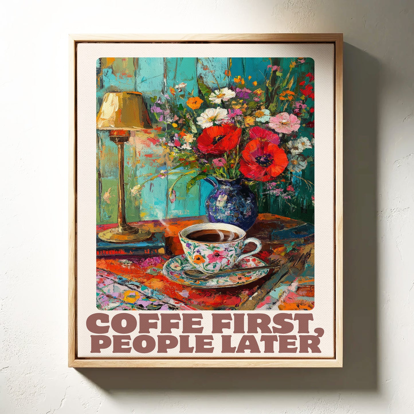 Coffee First, People Later – Cozy Vintage Coffee Art Print