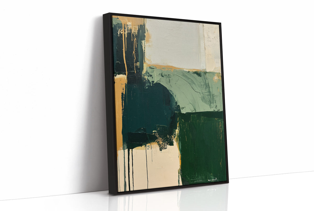 Forest Green Abstract Drip Study