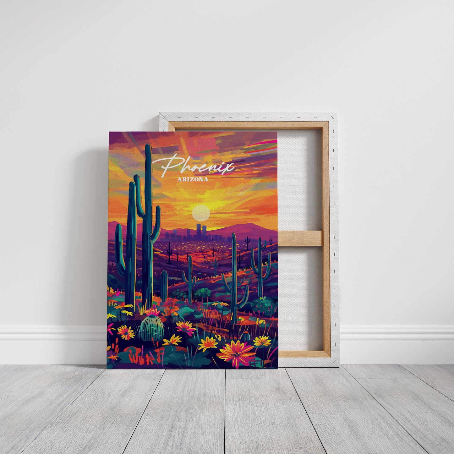 Desert Blooms Under Fiery Skies