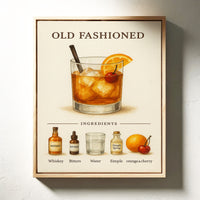 Old Fashioned Cocktail Recipe Art Print