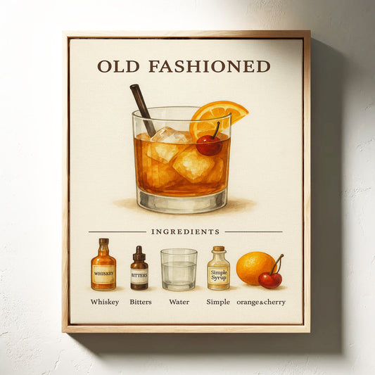 Old Fashioned Cocktail Recipe Art Print