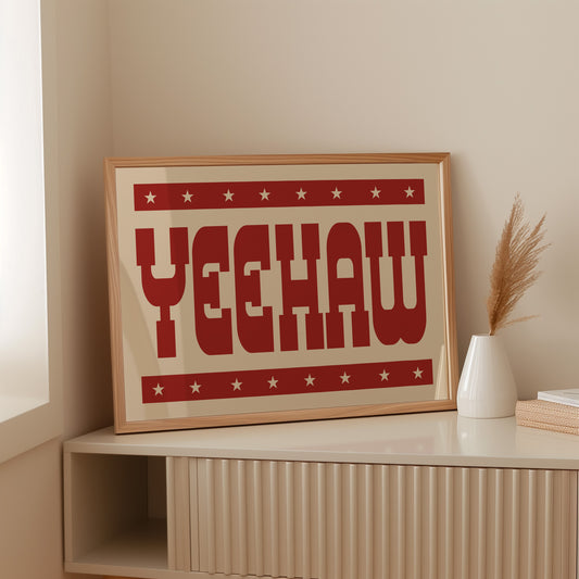 Yeehaw Western Print in Bold Red