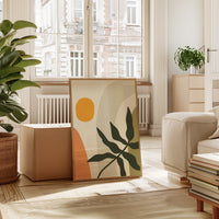 Sunlit Leaves Against Soft Curves