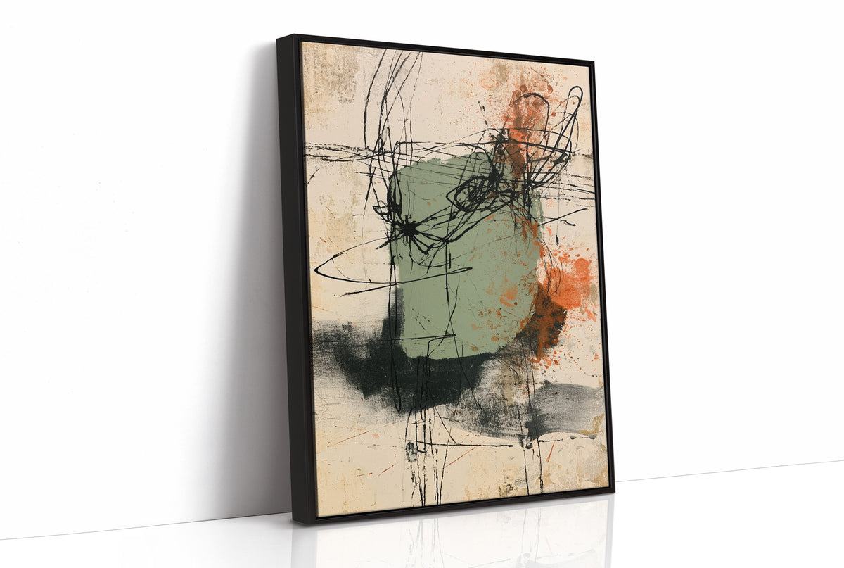 Sage Rust Gestural Scribble Art