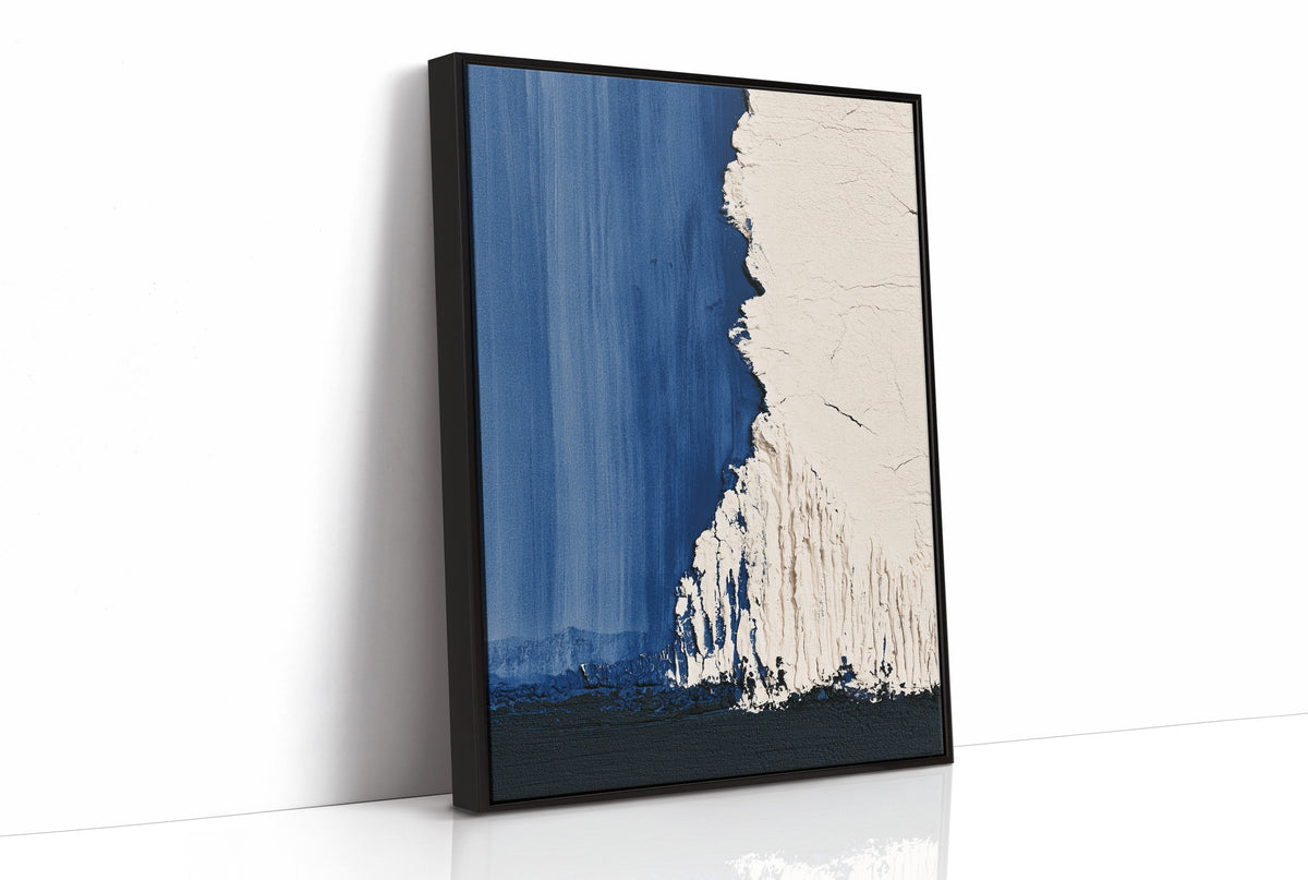 Indigo White Torn Edge Abstract