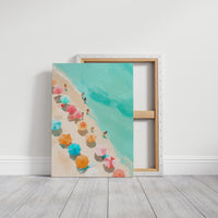 Colorful Parasols Dot Turquoise Shores