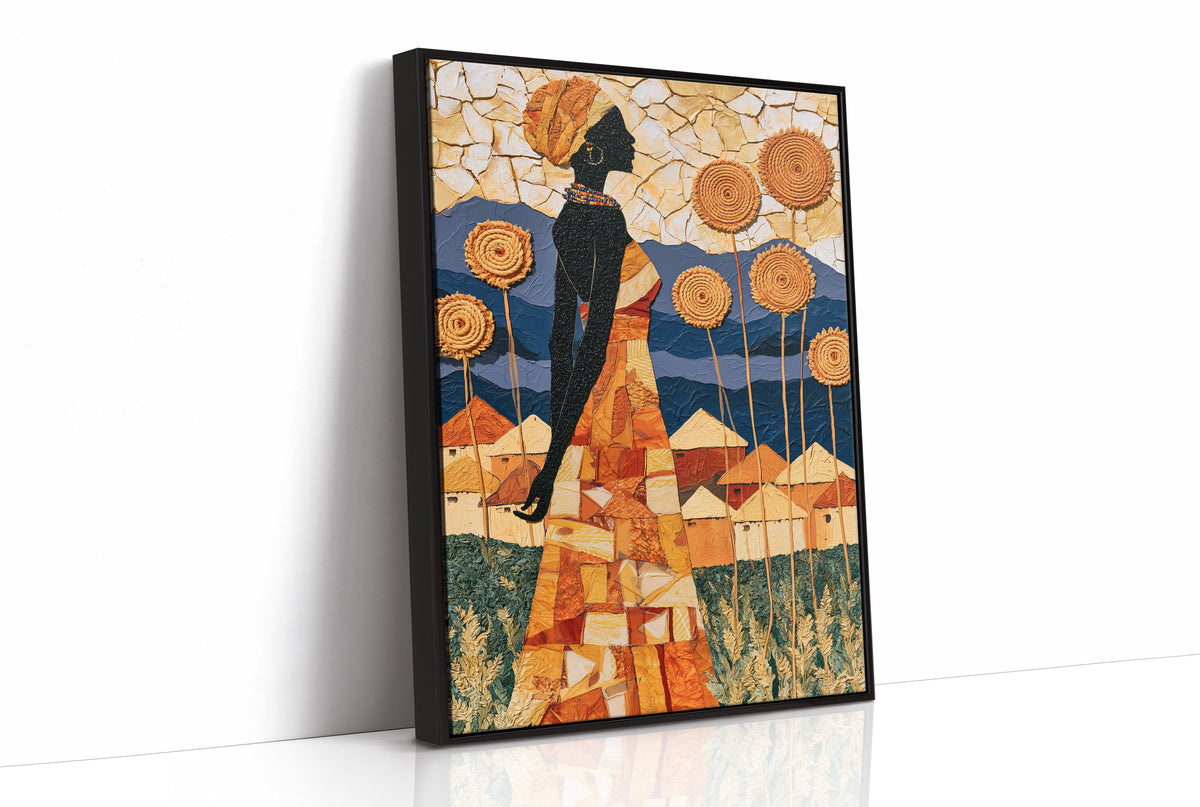 African Village Textile Collage