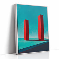 Red Pillars Against Turquoise Sky