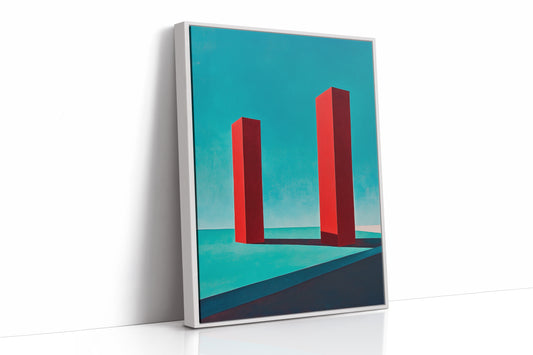 Red Pillars Against Turquoise Sky