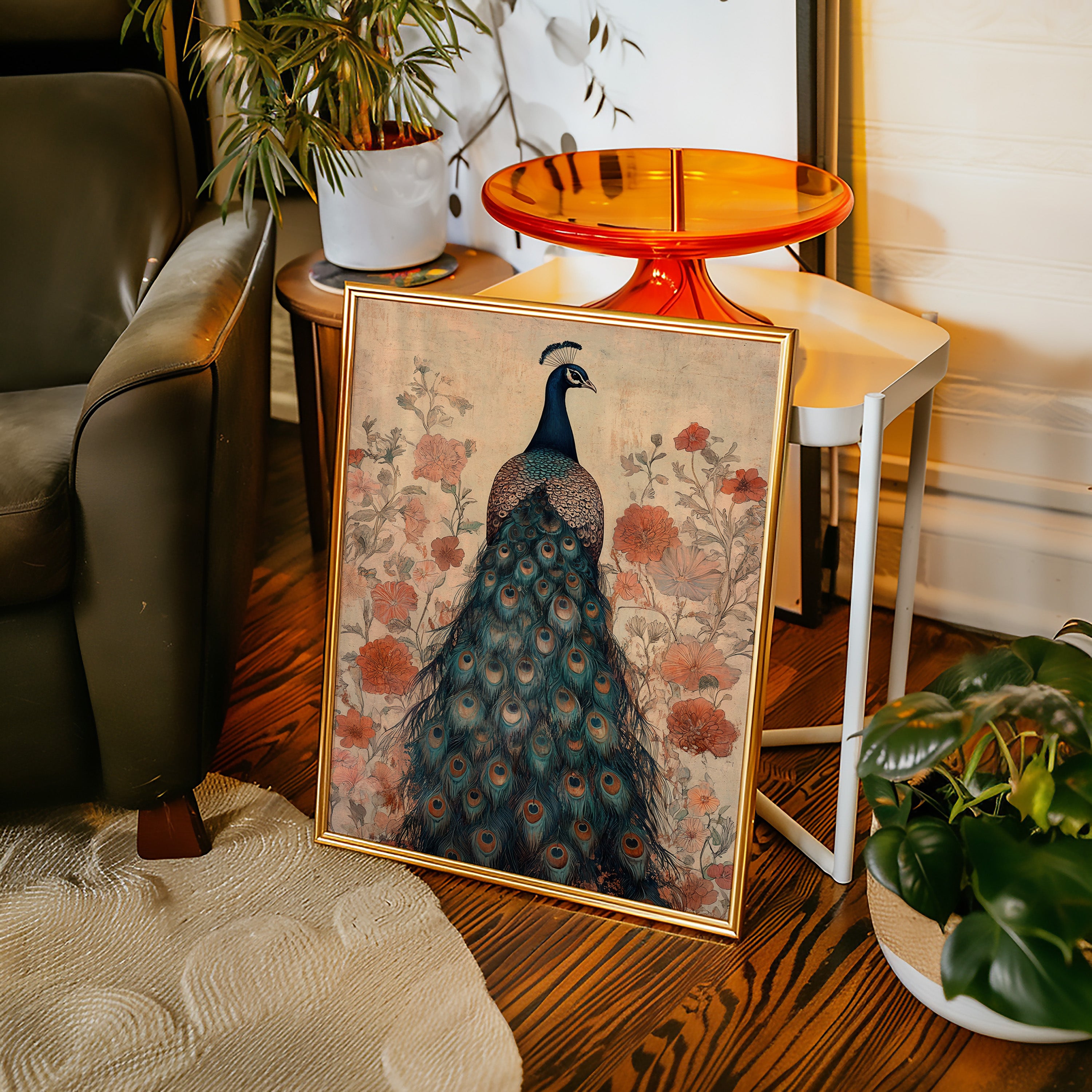 Antique Elegance with Scarlet Bloom