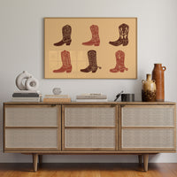 Rustic Cowboy Boots Wall Art – Western Country Decor in Warm Earth Tones